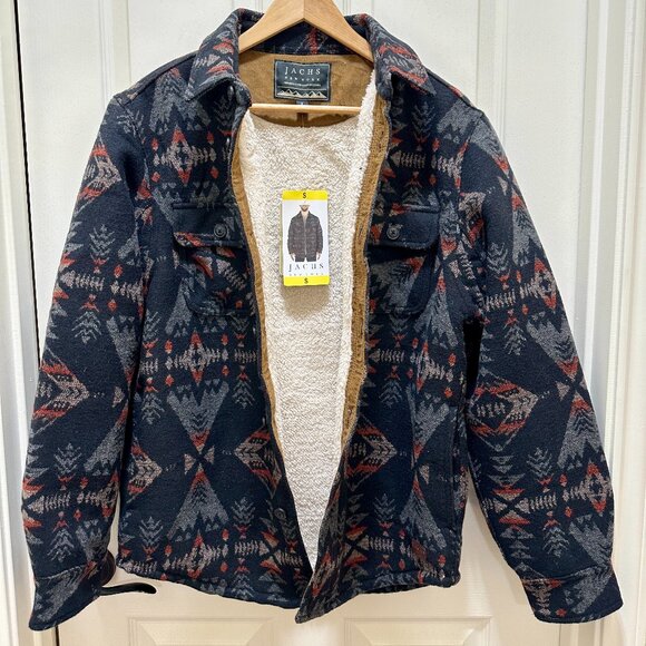 Jachs New York Wool Blend Jacket Men's Size S Sherpa Lined Aztec Southwestern